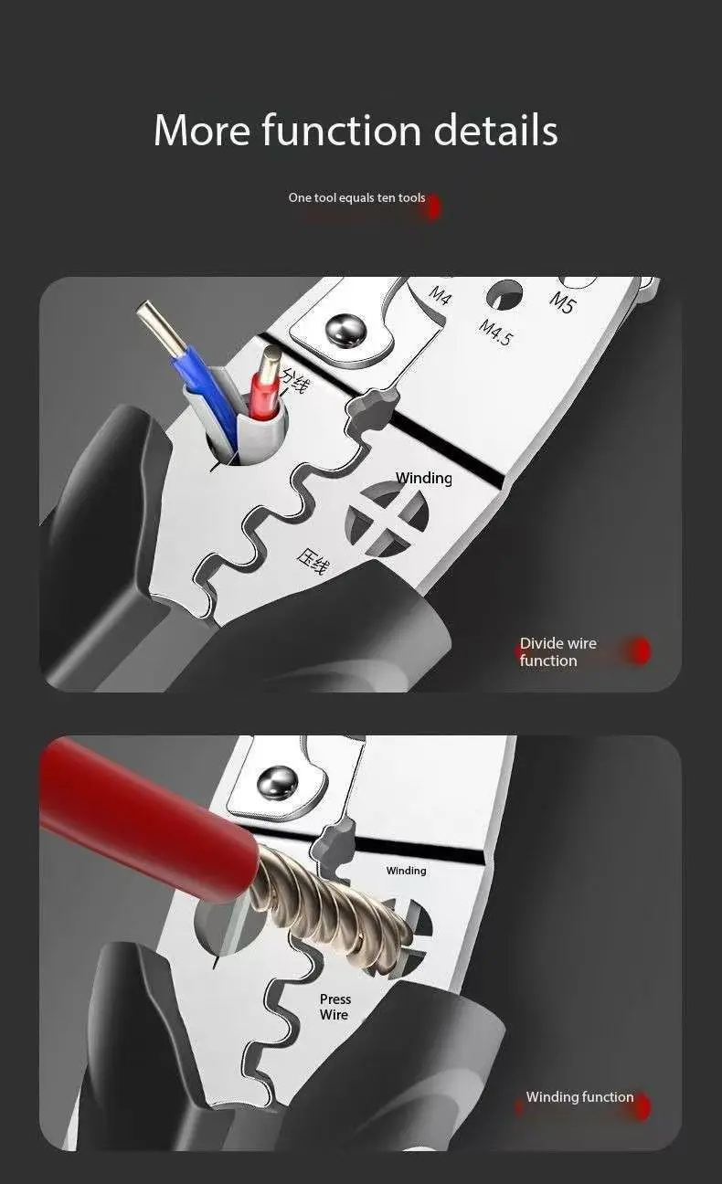 كماشة كهربائية متعددة الوظائف لتقسيم الأسلاك وتجريد متخصصة للكهربائيين