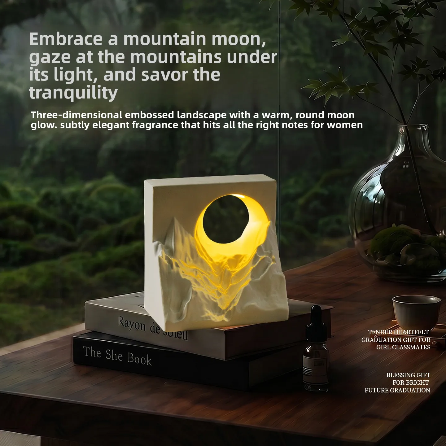 Gypsum Diffuser Stone Night Light Gift Box Mountain Moon Shape Desktop Aromatherapy Ornament Holiday Present