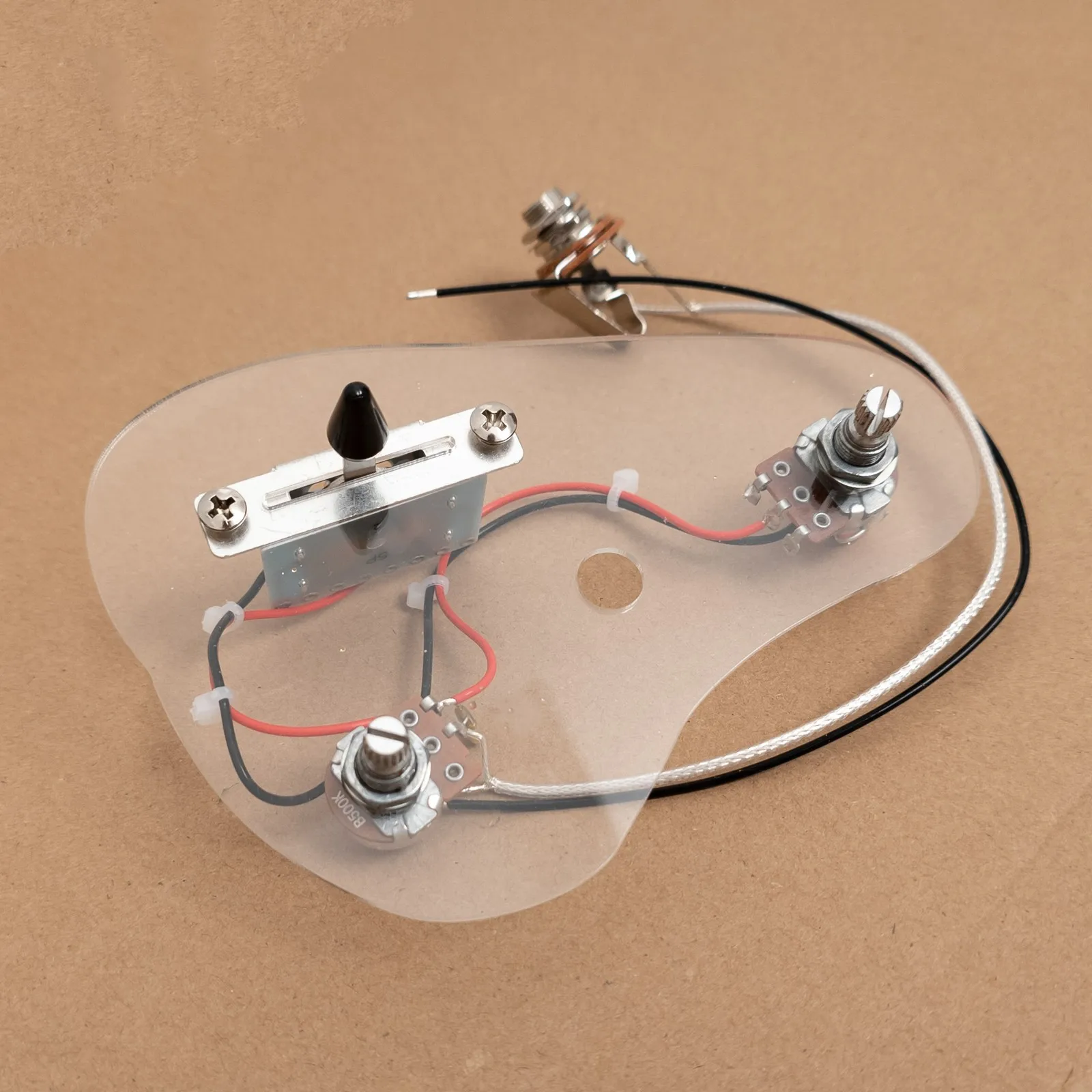 2 Pot Guitar Wiring Harness Kit 500K Volume Tone Pots 5 Way Switch Output Jack for Electric Guitar Replacement Parts