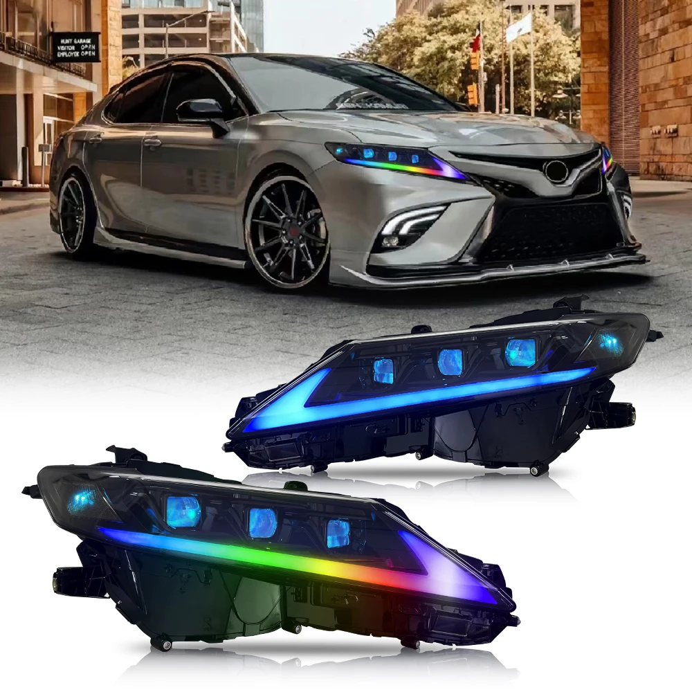 

Pair Projector Lens RGB LED Headlight Assembly For Toyota Camry 2018 2019 2020 2021 2022 2023 Head Lamp