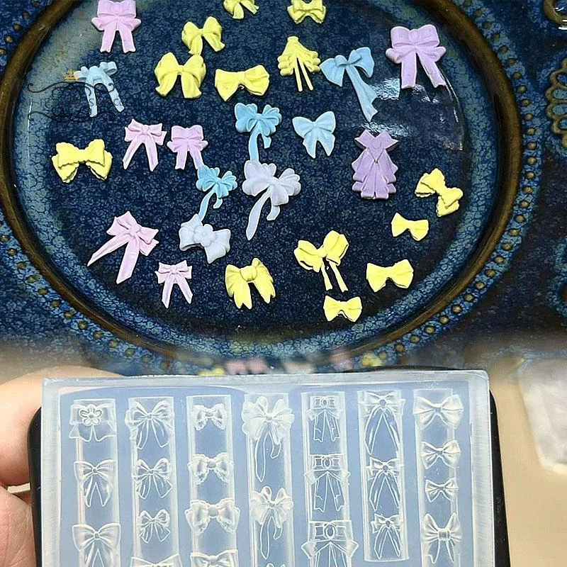 Moule à ongles Transparent en Silicone 3D, nœud doux, décoration Nail Art à faire soi-même, animaux mignons, chat, modèle de sculpture, outil de conception de manucure