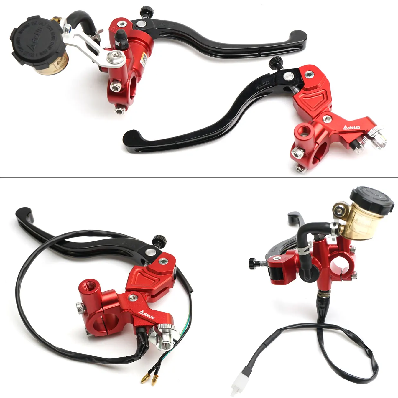 Zestaw Pompy Hamulcowej i Sprzęgła Radialnego Adelin z Dźwigniami i Uchwytami do Motocykli Honda Suzuki Yamaha Kawasaki oraz Elektrycznych Motocykli Terenowych