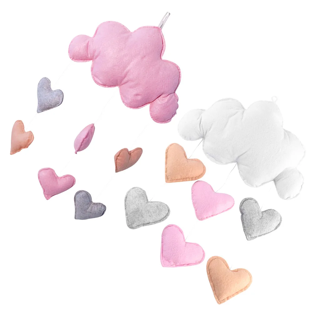 

2pcs Cloud Hanging Decorations Wall Stickers Home Nursery Party Decor Lovely Heart Design White Pink Set