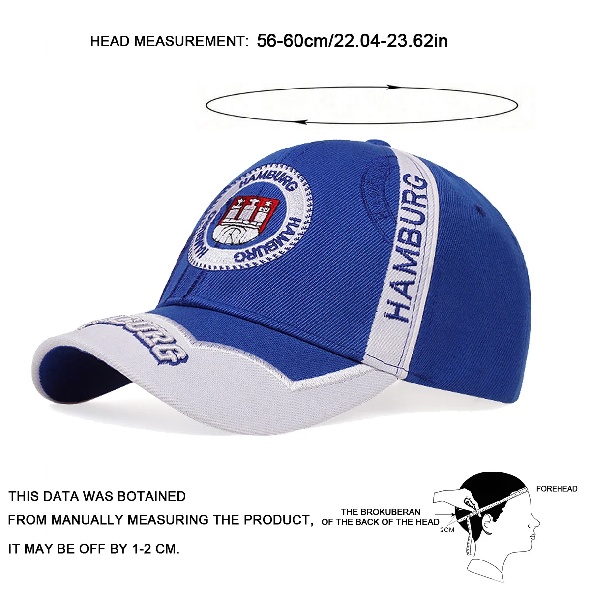 Unisex Hamburg Letter Embroidery Baseball Caps Spring Autumn Outdoor Adjustable Casual Hats Sunscreen Hat Sports Cap