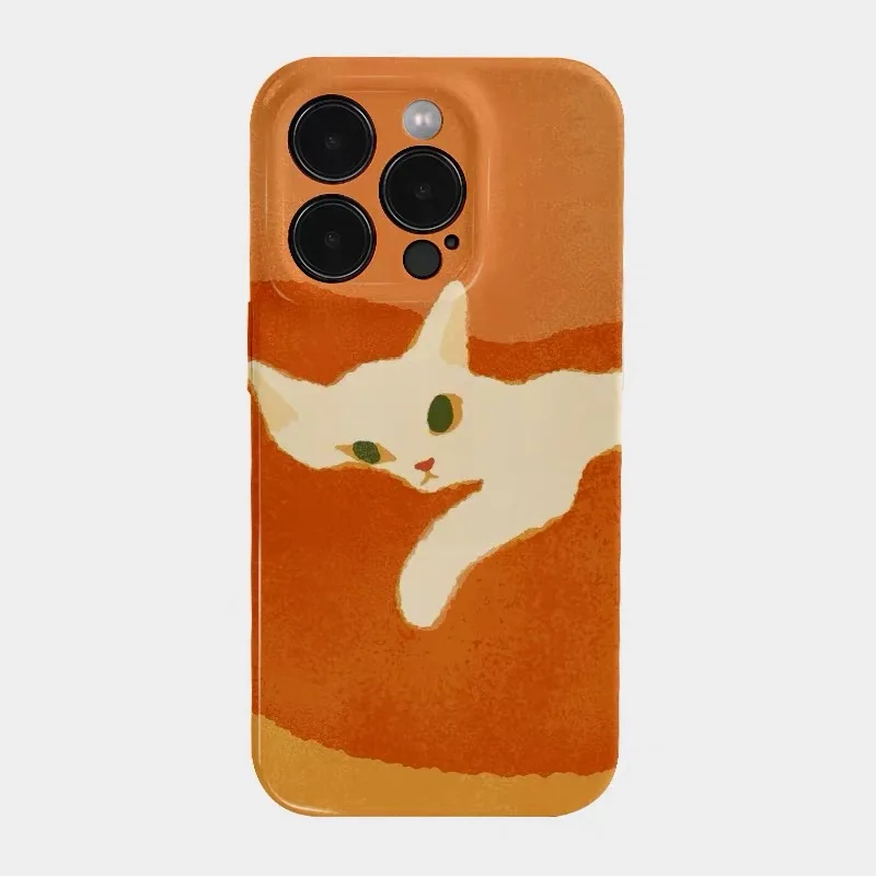 

Orange Lazy Sofa Cat Cartoon Phone Case for IPHONE 17 Air 16E 15 PROMAX 14 Plus 13 12 MINI 11 PRO 16Plus XR Acrylic Phone Cover