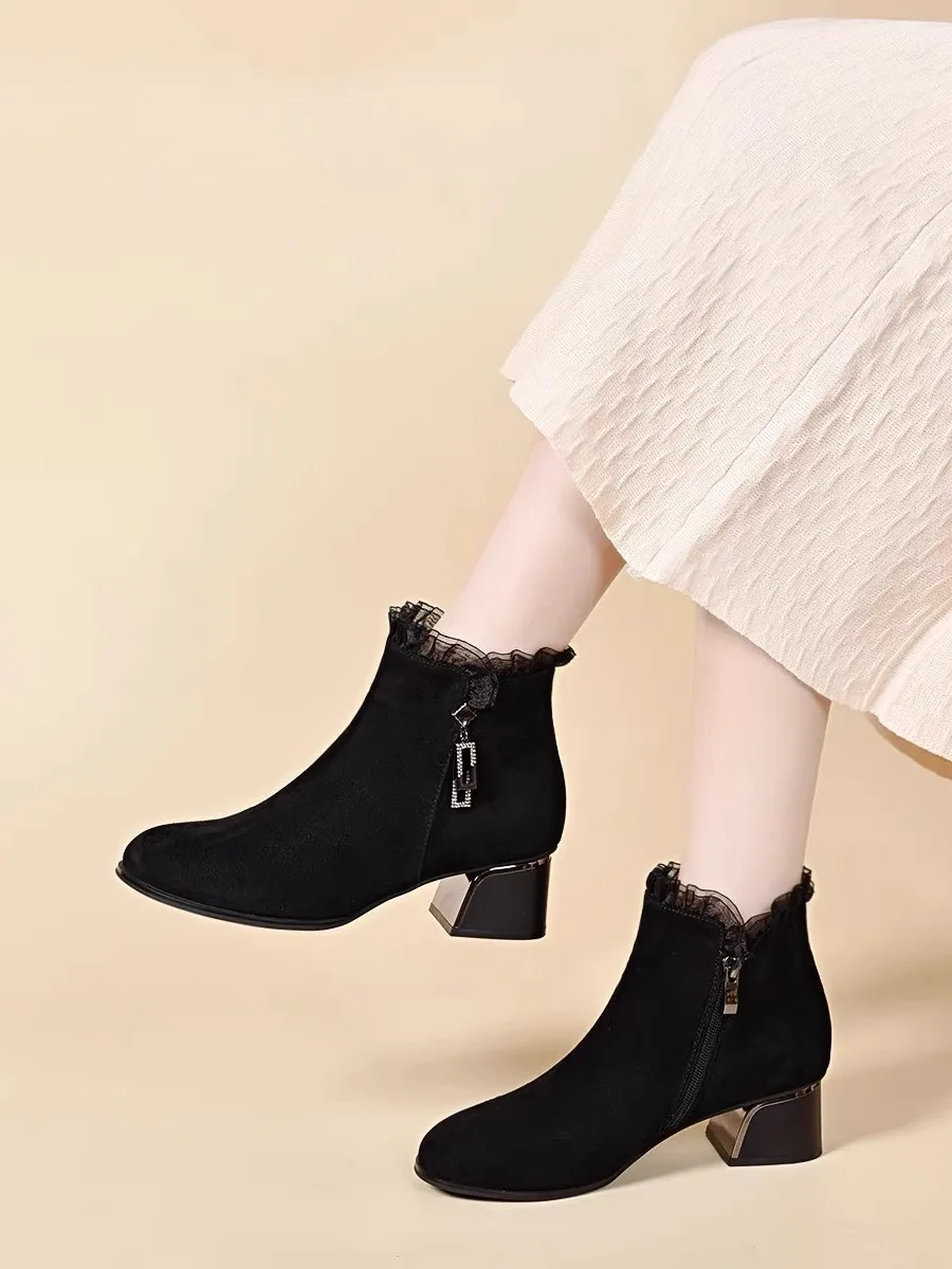 bottines-en-cuir-a-bout-rond-et-talon-bas-nouvelle-collection-hiver-talon-fin-doublure-en-peau-d'agneau-mate-polyvalentes-pour-maman