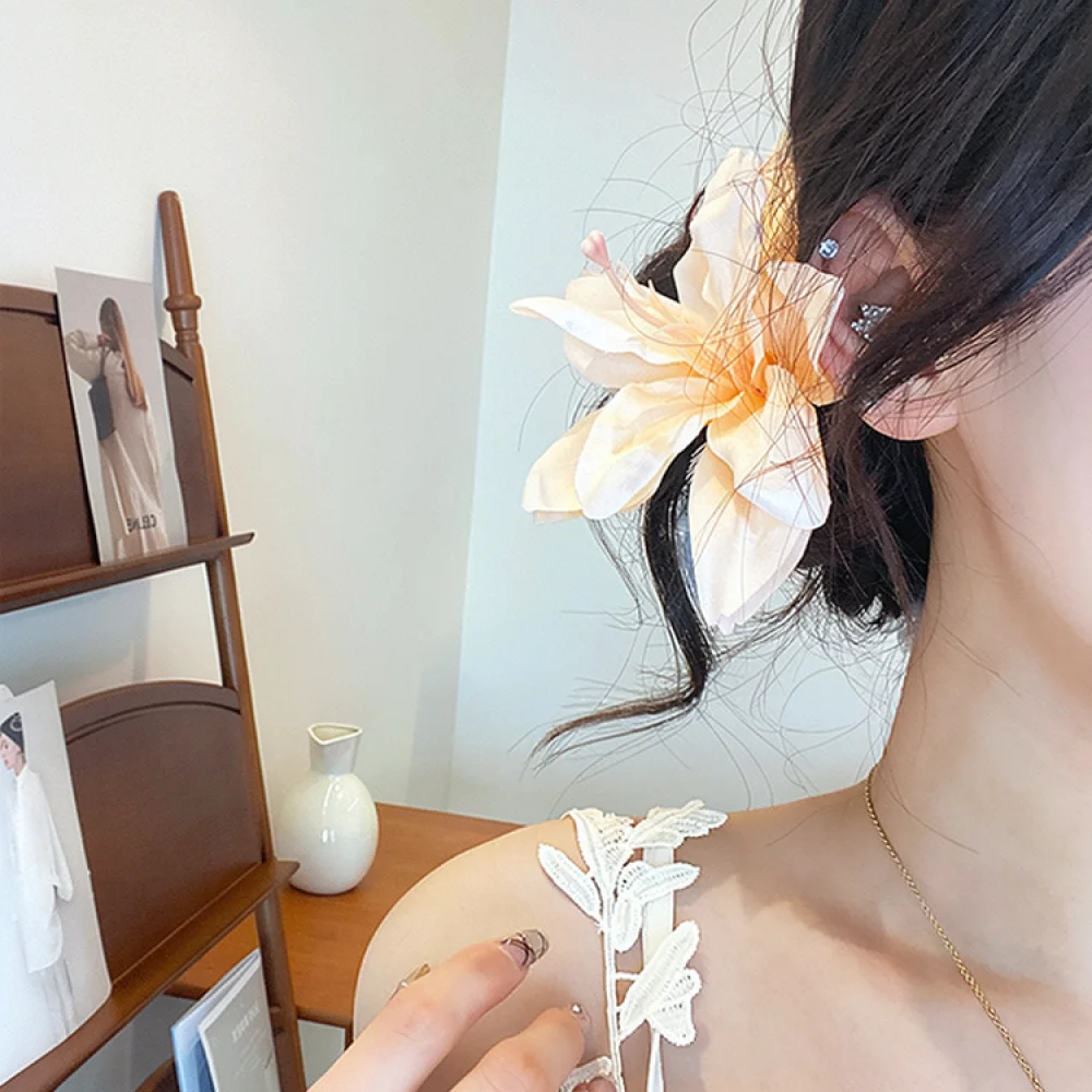 Elegant Tropical Hibiscus Hair Claw Clip Women Bohemian Beach Hair Accessory Simulation Flower Fashion Hair Jewelry