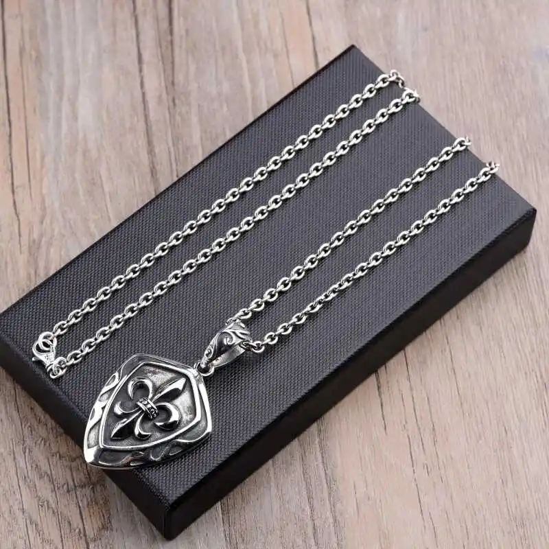 sterling silver necklace male and female trendy brand European and American fashion cool cross hip hop clavicle chain pendant