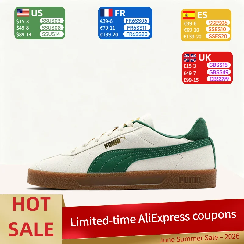 

Puma Club NL T Unisex Casual Outdoor Sports Shoes: Lightweight, Durable, Low-Top Training Shoes (White/Green) 401514-05