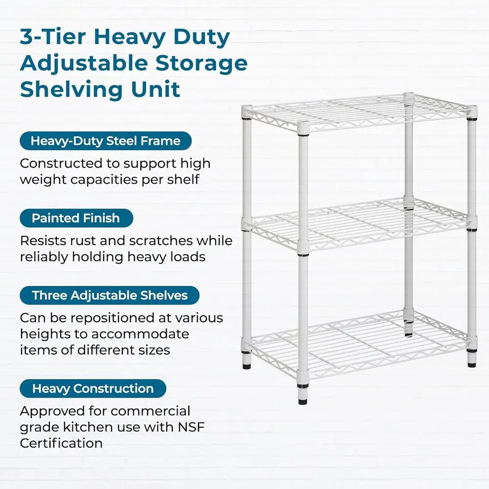 Support de rangement en métal blanc à 5 niveaux, étagères réglables, capacité de 250 lb, 18x24x72