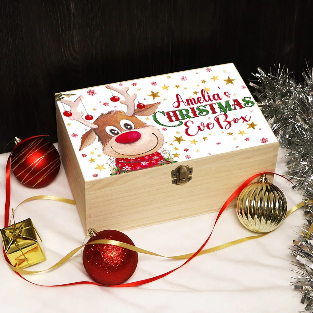 

Personalized Christmas Eve Box Boys Girls Xmas Cute Gift Custom Christmas Keepsake Box Wood Holiday Box Kids Xmas Party Present