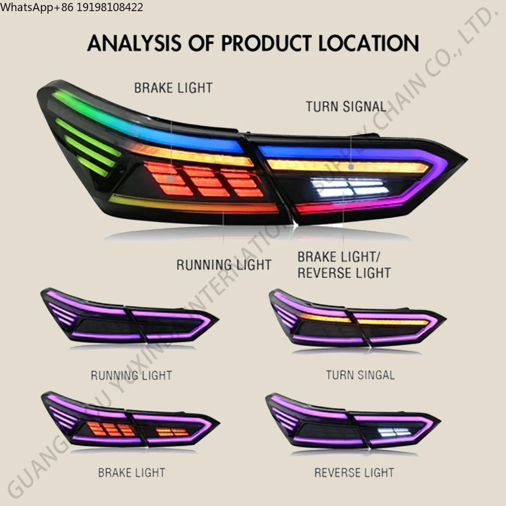 

SINDAR RGB Taillights Accessories for Toyota Camry 2018-2024 SE LE XSE XLE TRD Hybrid 8th Gen DRL Rear Lamp Dynamic Turn 18-24