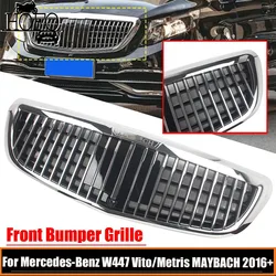 For Mercedes-Benz W447 Vito/Metris MAYBACH 2016+ Chrome Car Front Bumper Grille With Camera Hole Radiator Hood Grill