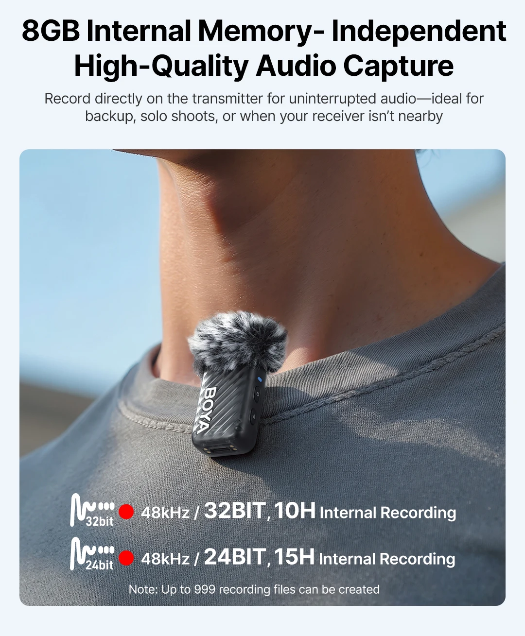 BOYA BOYAMIC 2, professionelles kabelloses Lavalier-Ansteckmikrofon für iPhone, USB-C, Android-Kamera für Live-Streaming, Aufnahme, Vlog – Detail 13