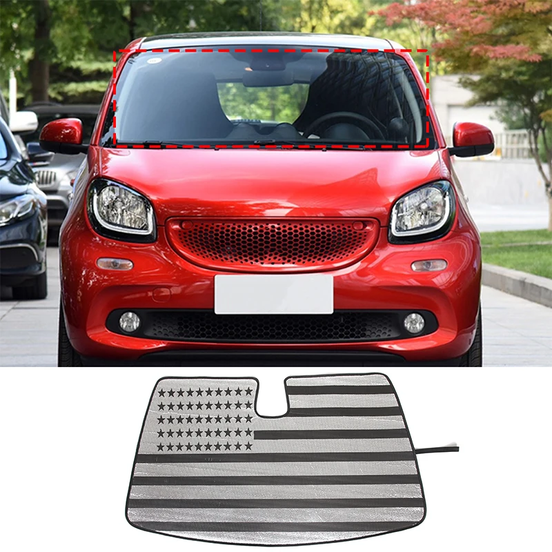 

For 2009-2021 Mercedes-Benz Smart Fortwo 451 453 Aluminum Foil Silver Car Front Glass UV Protection Sunshade Car Accessories