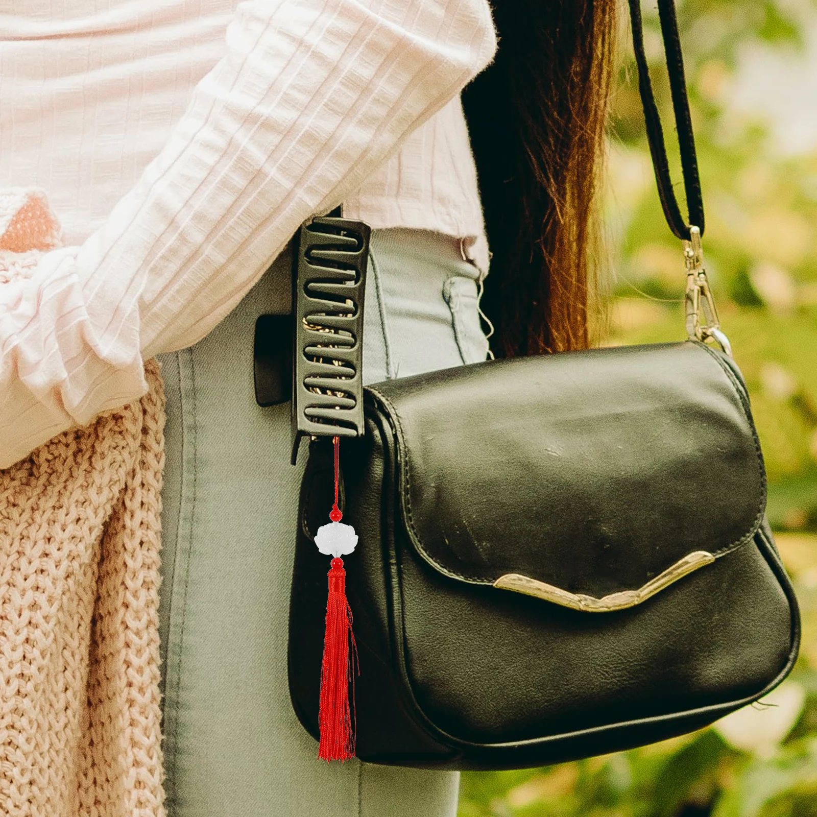 Colgante de borla de Jade de imitación de doble cara, exquisitos dijes decorativos hechos a mano para fanáticos y linternas, hogar versátil, 4 Uds.