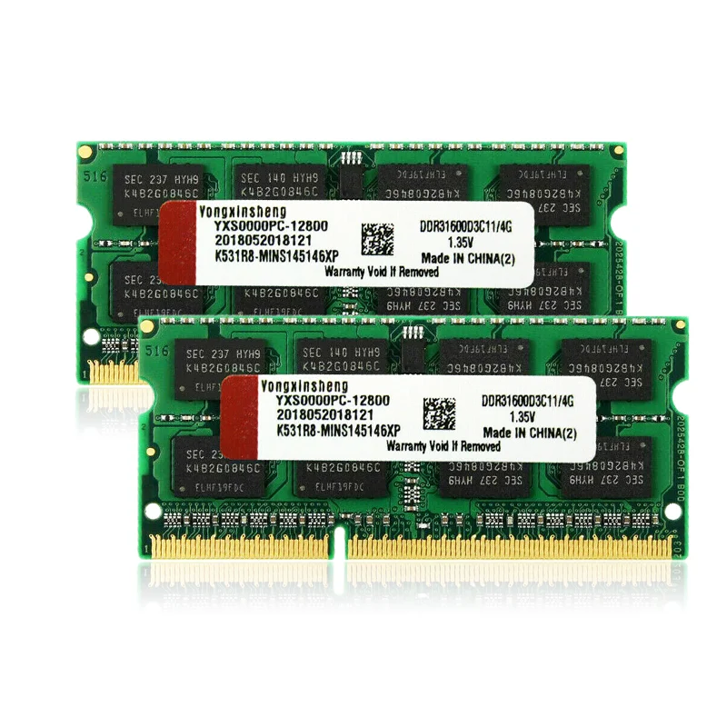 Mémoire d'ordinateur portable So-Dimm, 4 Go 8 Go DDR3 1600 MHz PC3-12800S 204 broches DDR3L 1.35V NON ECC Intel et AMD à la fois RAM compatible