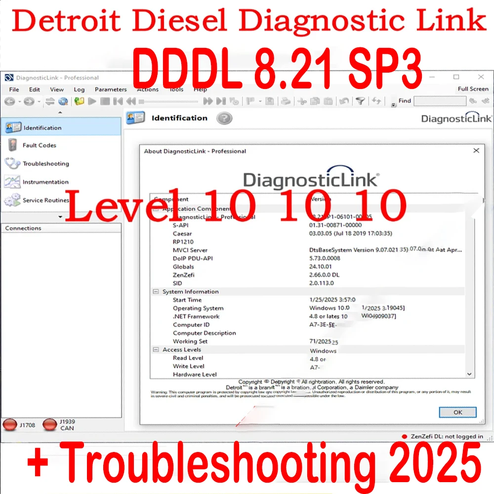 

2025 Detroit Diesel Diagnostic Link Professional Level 10 10 10[DDDL 8.21 SP3]+Troubleshooting 03.2025
