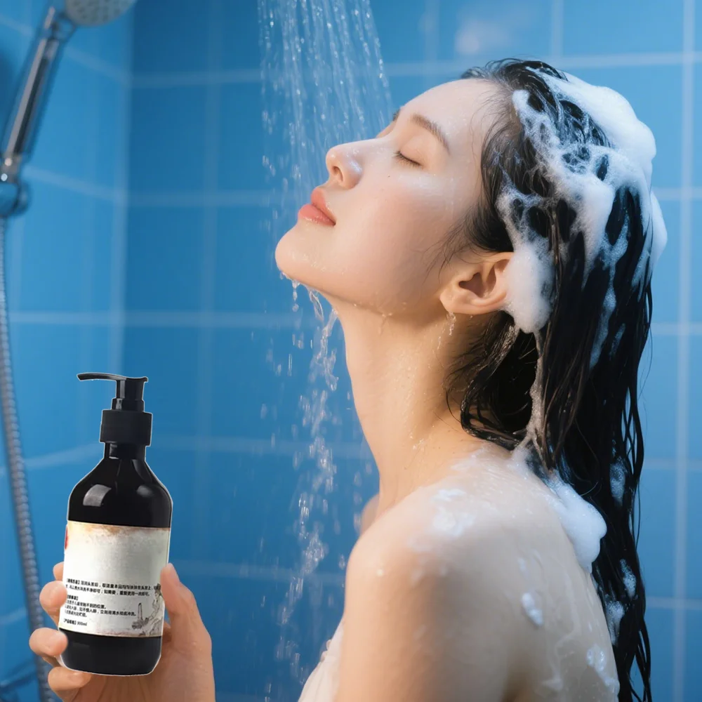 300ml Herbal Natural  Shampoo Plant  Liquid Grey Hair  White Hair Removal Turn Permanent Black Hair Care