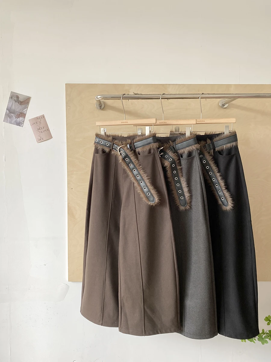 

Женские модные стильные брюки с высокой талией и широкими штанинами в американском ретро-стиле, осенне-зимняя новинка, однотонные, для повседневной носки