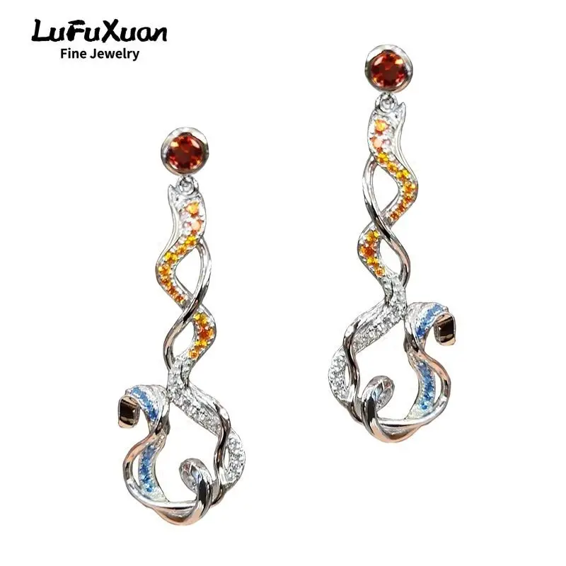 LuFuXuan Sterling Silver 925 Dunhuang  Grottoes Flying Ribbon National Tide Earrings High-end Court Style New Chinese Style