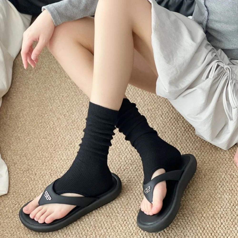 Summer Thin Open Toe Flip Flop Socks Japanese Jk Ballet Sweet Mid Calf Socks Korean Women Ins Thigh High Socks