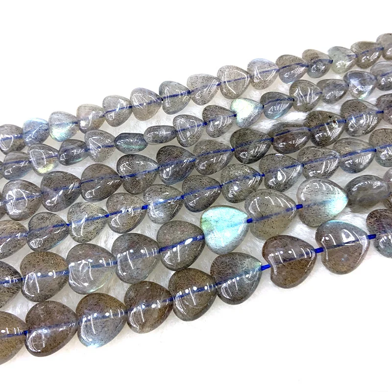 

8-12mm AA Natural Labradorite Stone Beads 15'' Gray Heart Shape Loose Beads For Jewelry Making DIY Earring Necklace Pendant Gift