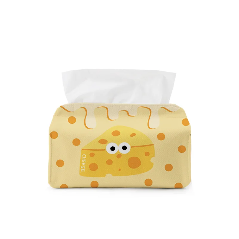 صندوق مناديل الجبن المفاجئ، صندوق درج كرتوني لطيف، غرفة المعيشة، غرفة الطعام، سطح طاولة بسيط، كيس مناديل قماشية