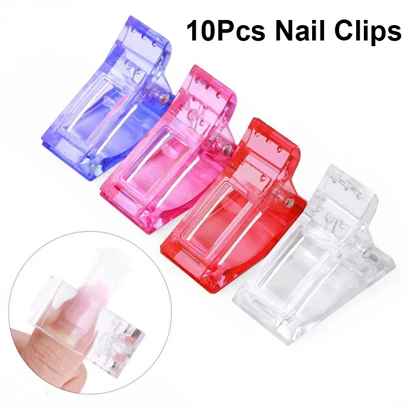 10pcs Nail Clips Acrylic Extension Form Quick Fingernail Nails Extension UV Assistant Tool Nail Tips Clips Nail Art Fixing Clips