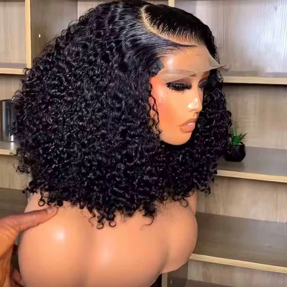 

100% Human Hair Deep Wave Short Bob Wigs Human Hair 13x4 Lace Front Wigs Short Bob Wigs 200% Density 4x4 Closure Lace Bob Wig