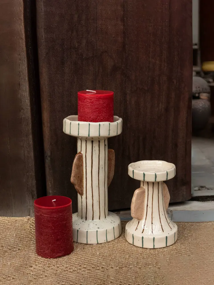 Wabi Sabi Wind Candle Holder Ornament Home Living Room Dining Room Candle Model Room Soft Decoration High-end Light Luxury