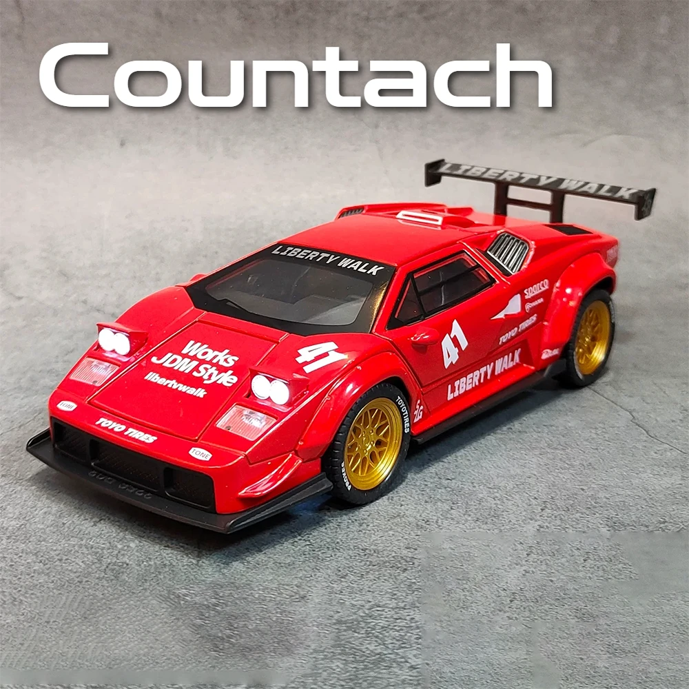 1:32 Scale Countach LBWK SVJ63 Model Car Toy Alloy Body Wheel Pull Back Miniature Supercar Light Music Educational Toys