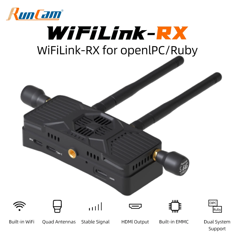 

RunCam WiFiLink Digital Receiver HD Receiver 5.8G 9-30V For OpenIPC and Ruby System VTX