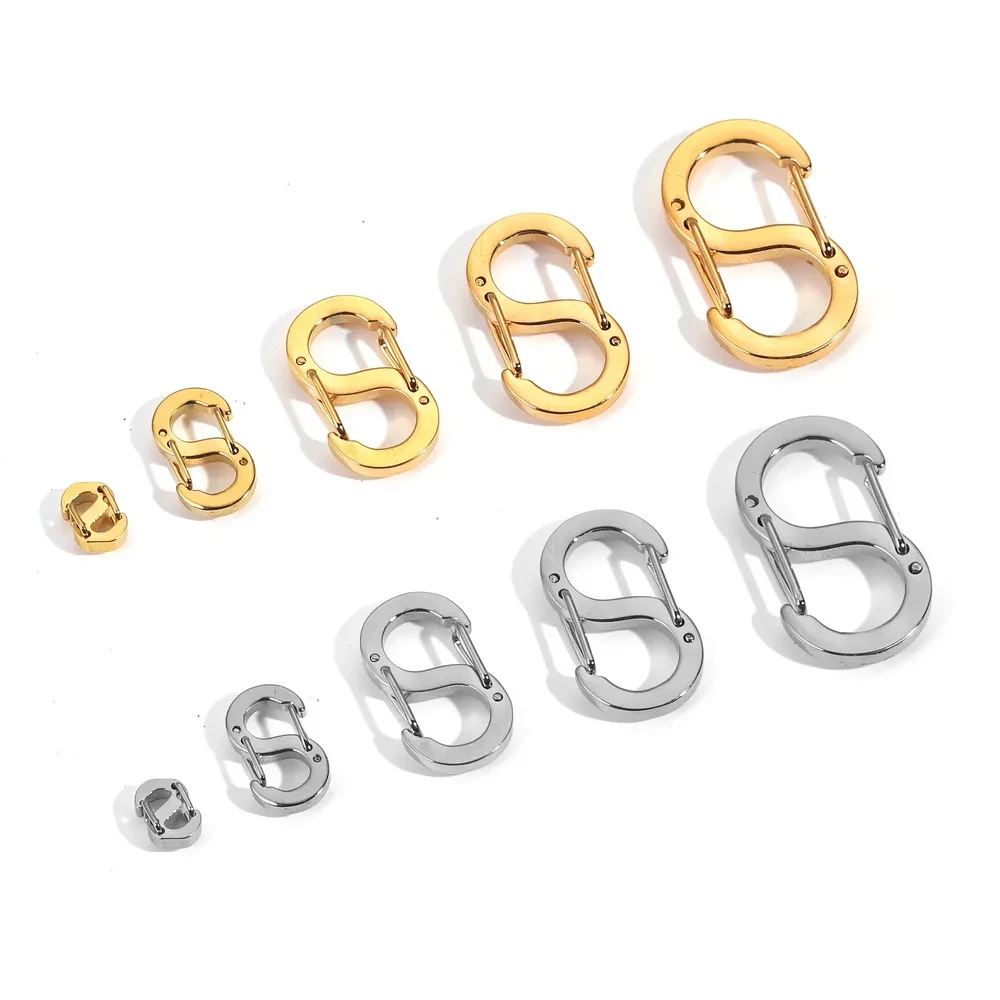 2Pcs Stainless Steel S-Type Buckle Snap Hook Carabiner Necklaces Connectors For Leather Craft Bag Key Ring Jewelry Making