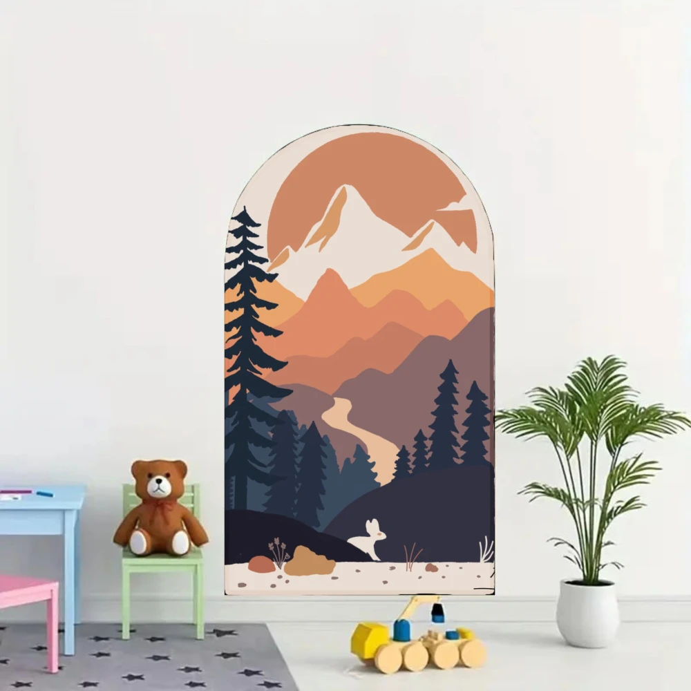 Flower and Leaf Print Arched Wall Stickers Peel and Stick Vinyl Self-adhesive Decals Posters Bedroom ‌Home Renovation Decoration