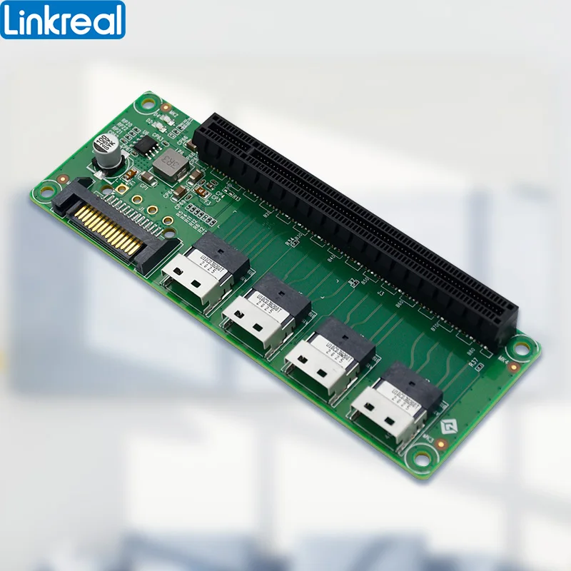 Linkreal 4 Port SFF-8654 to PCIe x16 Slot Adapter-LRFCF941