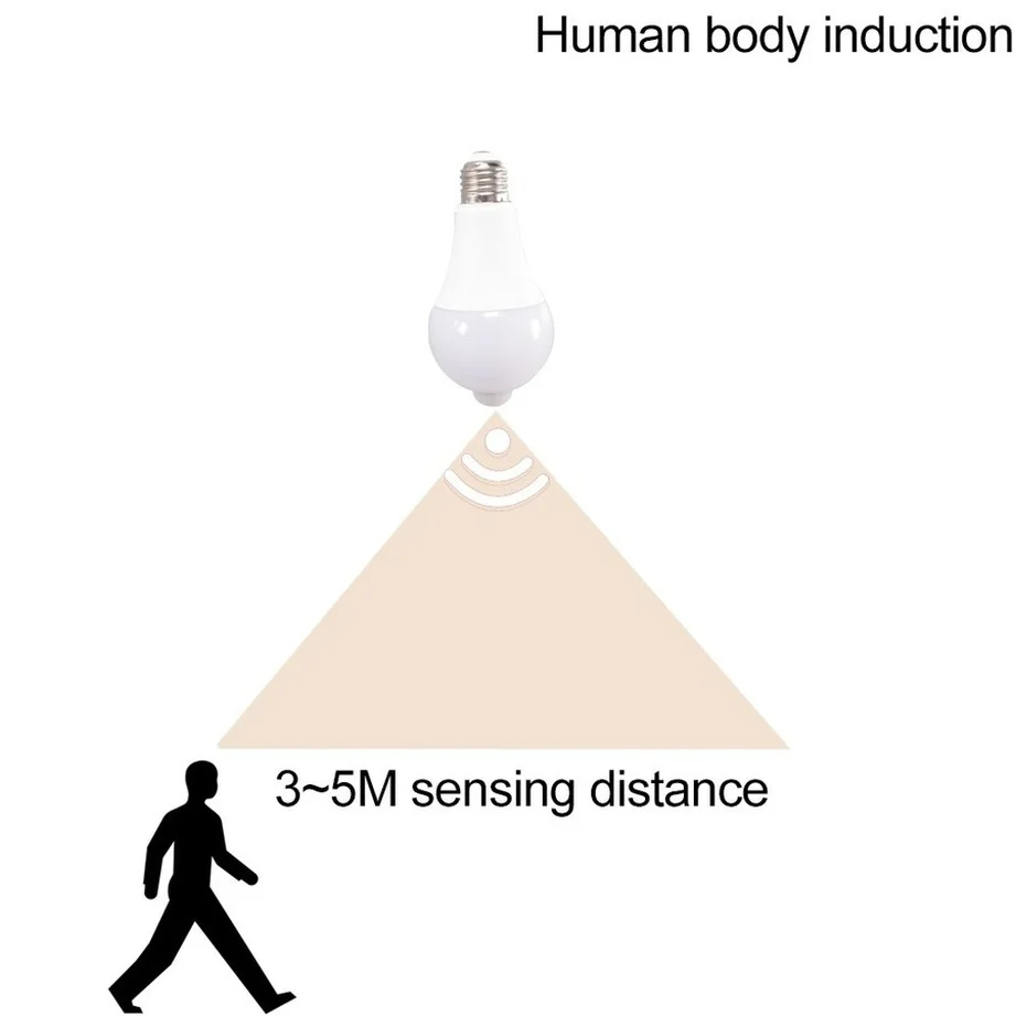 PIR Motion Sensor LED Bulb E27 LED Smart Bulb Automatically Turns Off And On Night Light Indoor And Outdoor Safety  9 12 15 18W