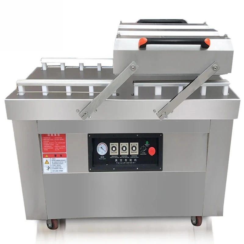 Commercial Automatic Double‑Chamber Vacuum Food Sealer, Stainless Steel Dry‑Wet Dual‑Use Sealing Machine for Food & Baking