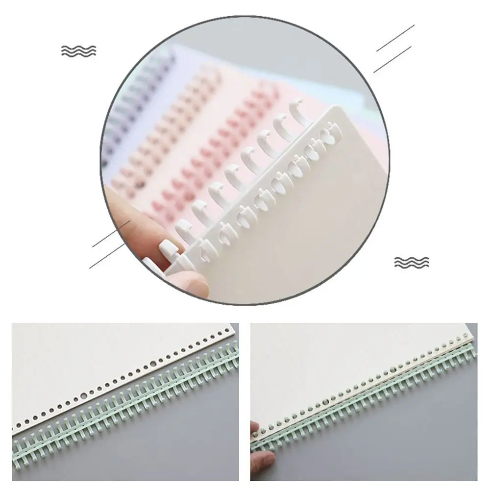 مشبك ربط مفكرة شريطية ، حلقة أوراق فضفاضة ، رابط بلاستيكي ، إبزيم ، دوائر كتب ، 12 ، 30 حفرة ، A4 ، A5 ، B5 ، 10