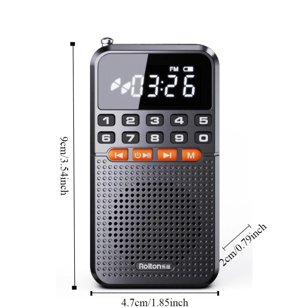 AM/FM Mini Bluetooth Speaker LED Flashlight Portable Radio Pocket Radio Receiver Walkman Black TF Card Music Player Go Hiking