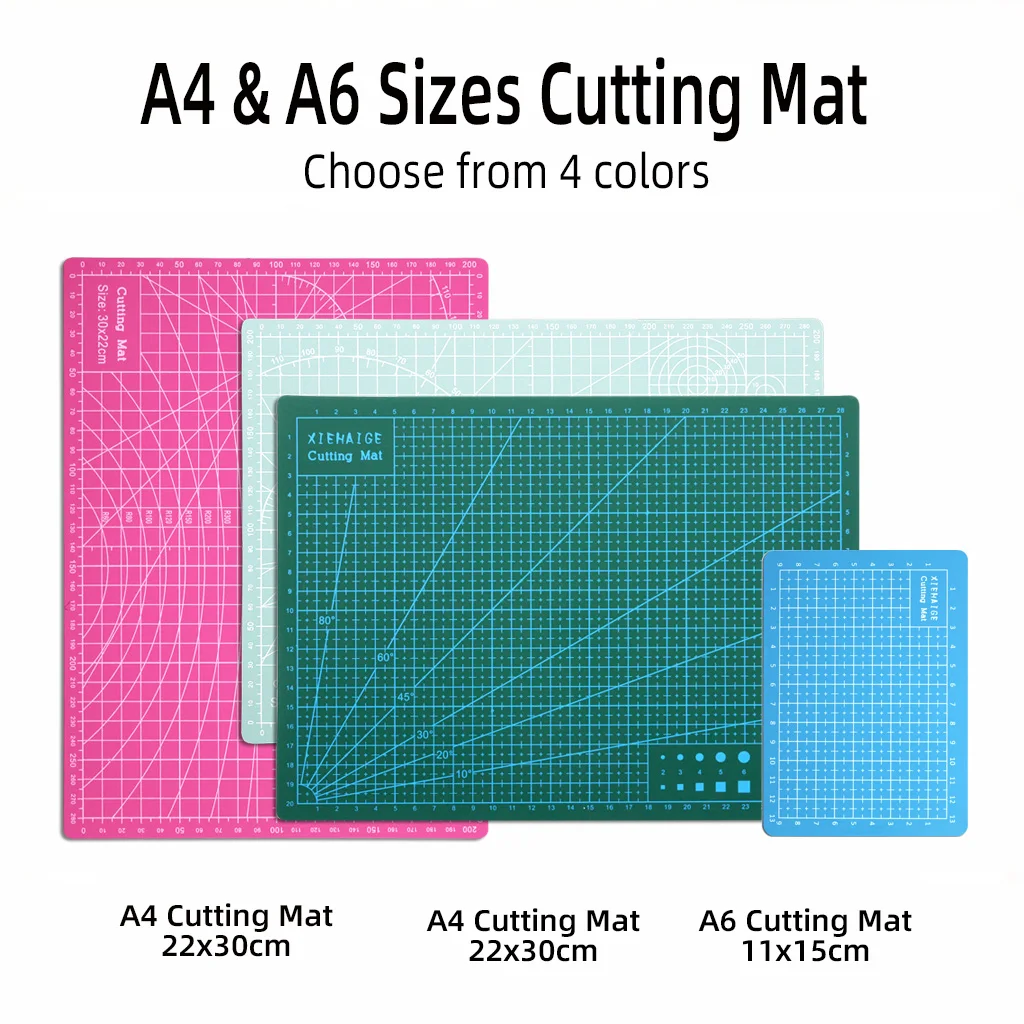 2-Piece 22cm X 30cm Rotating Sewing Mat A4, 15X11cm A6 Cutting Board for Fabric Hand Sewing Scrapbooking Quilting Cutting