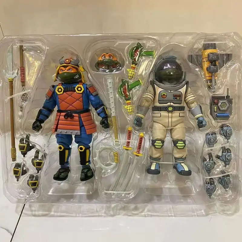 Authentic Neca 54345 Ninja Turtles Tmnt Warrior Turtles Vs Space Turtles 7-Inch Action Figure Collection Model Toy Gift