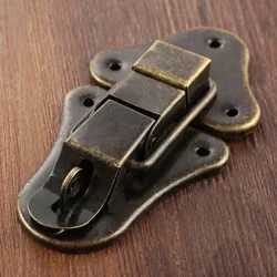 1set Antique Bronze Box Latch Hasp w/screws Jewelry Wood Box Decor Drawer Suitcases Iron Buckle Clasp Furniture 95*52mm Hardware