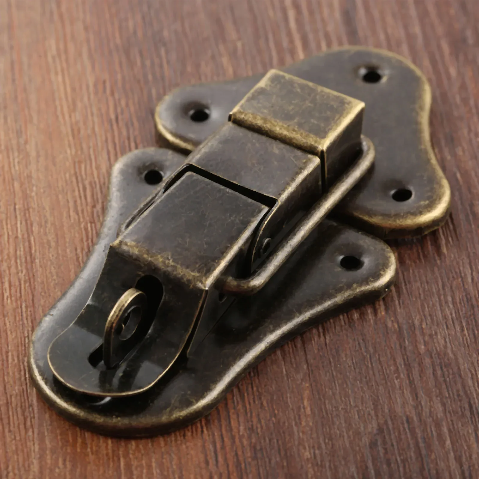 1set Antique Bronze Box Latch Hasp w/screws Jewelry Wood Box Decor Drawer Suitcases Iron Buckle Clasp Furniture 95*52mm Hardware