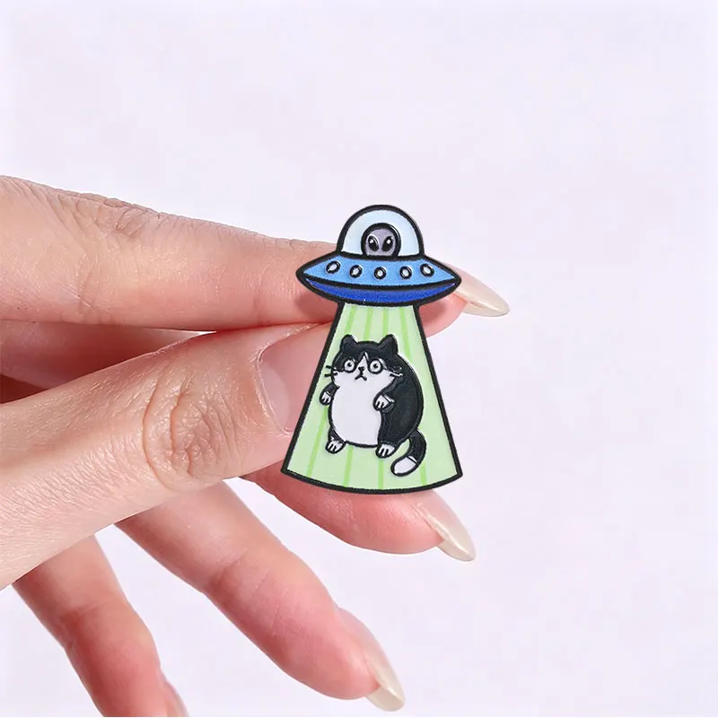 Mysteriöse Universum-Weltraum-Kollektion Emaille-Pins Sci-Fi Weltraum-Roboter Astronauten Katze Raumschiff Brosche Astronomie-Abzeichen Schmuck Geschenk – Detail 20