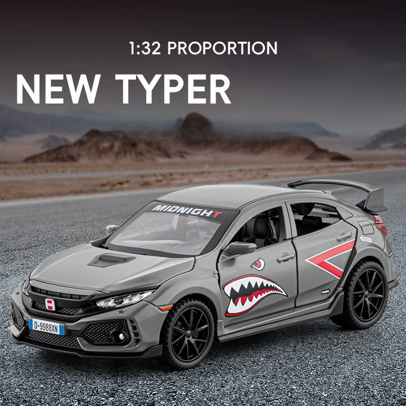 

1:32 Civic Type-R Alloy Sports Car Model Diecast Metal Toy Car Model Simulation Sound and Light Kids Toys Gift