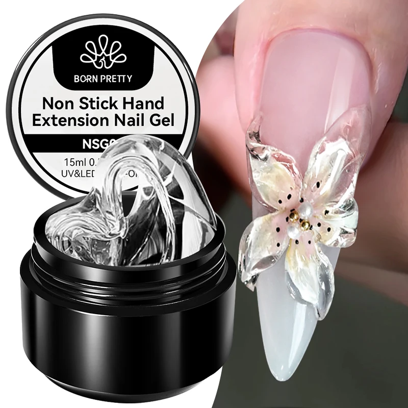 BORN PRETTY Gel de Extensión de Uñas No Pegajoso 15ml Gel Duro UV/LED para Modelar/Esculpir/Grabar en 3D Efecto Leche