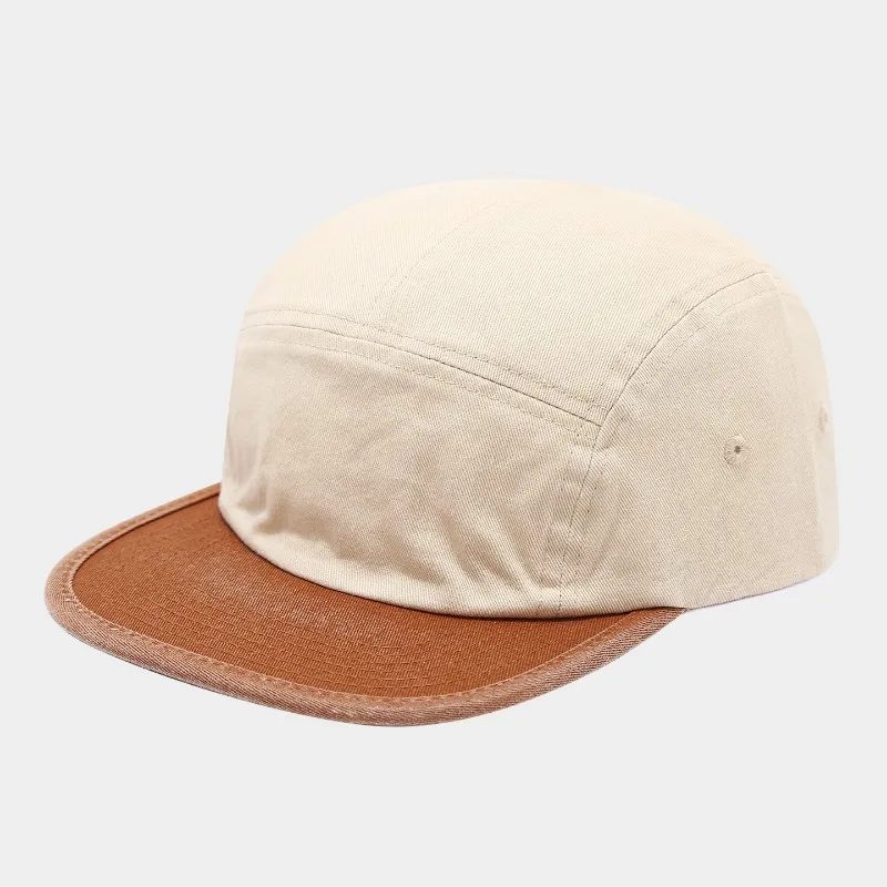 Individuell bedruckte, bestickte Logo-Baseballkappe aus gewaschenem Baumwollstoff, Fünf-Panel-Design mit flachem Schirm, Hip-Hop-Stil, Retro-Straßenmode, lässige Baseballkappe für Männer und Frauen. – Detail 4
