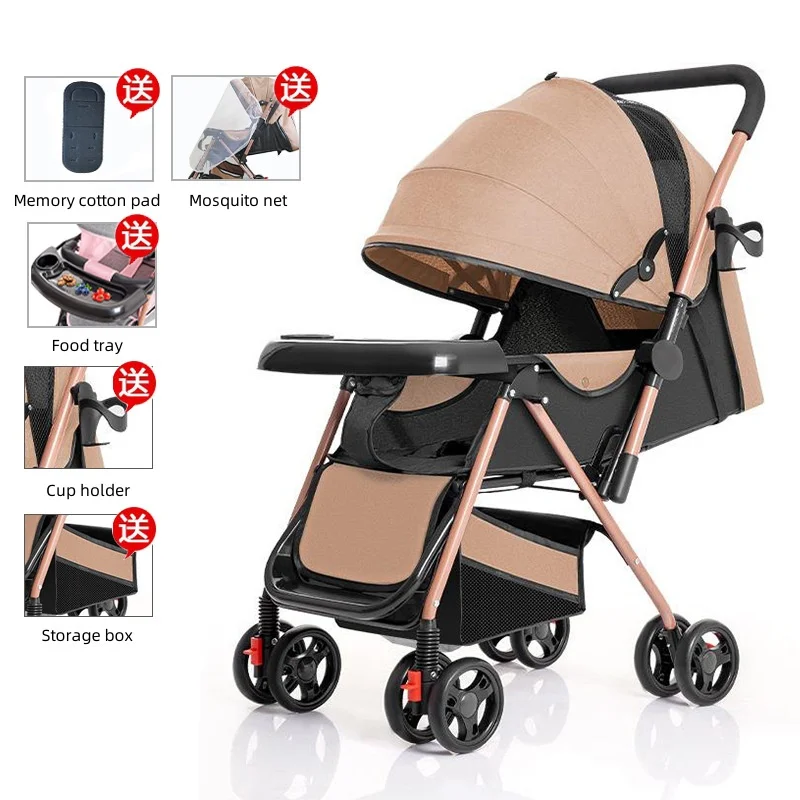 0-3 years old four seasons universal two-way stroller can sit and lie folding portable trolley to go out high landscape stroller