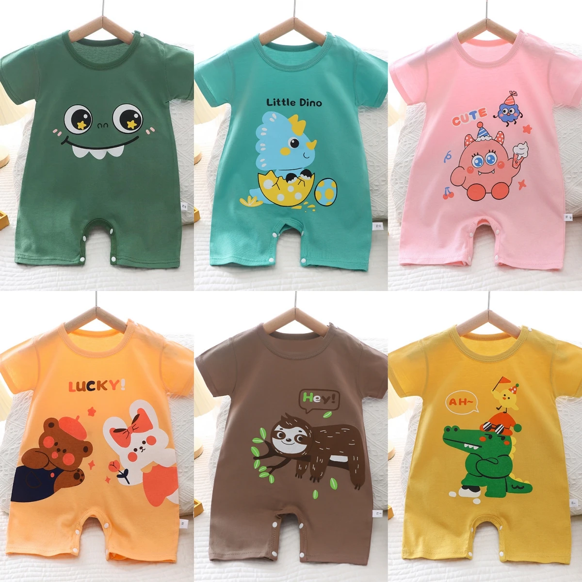 2024 Infant Toddler Crawling Clothes Cotton Summer Boys Girls Thin Male Baby Female Short-sleeved Romper suit Children\'s Onesie